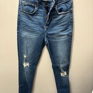 Abercrombie & Fitch Women's Distressed Blue Skinny Jeans